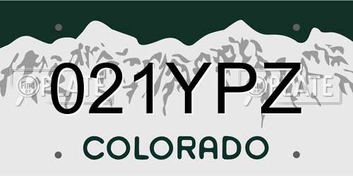 021YPZ Colorado License Plate