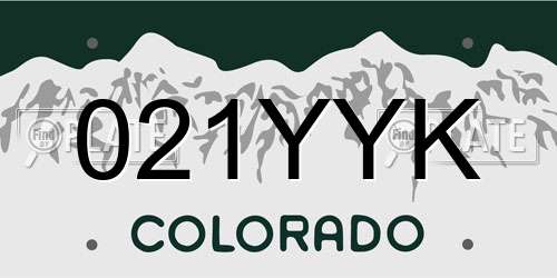 021YYK Colorado License Plate