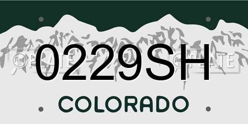 0229SH Colorado License Plate