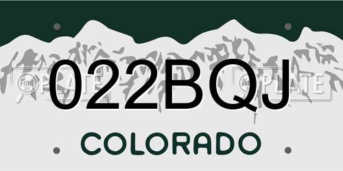 022BQJ Colorado License Plate