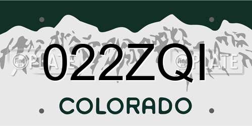 022ZQI Colorado License Plate