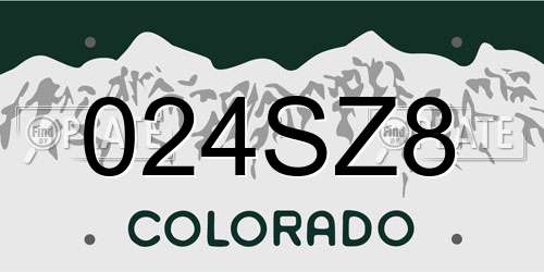 024SZ8 Colorado License Plate