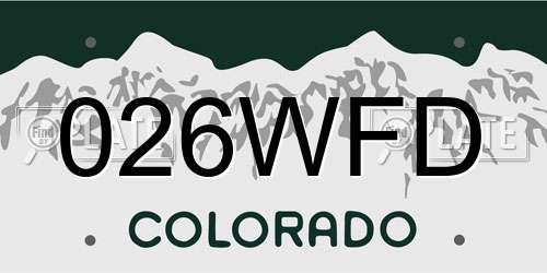 026WFD Colorado License Plate