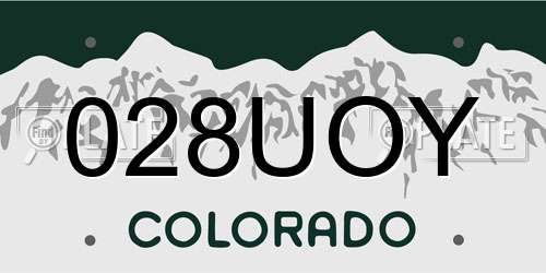028UOY Colorado License Plate