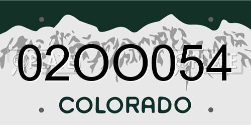 02OO054 Colorado License Plate