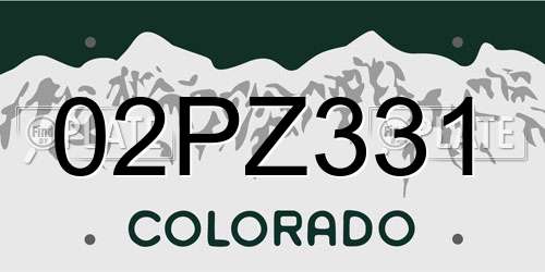 02PZ331 Colorado License Plate