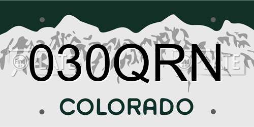 030QRN Colorado License Plate
