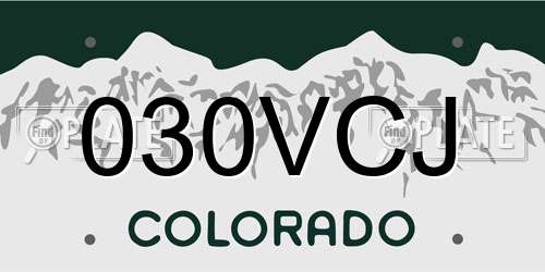 030VCJ Colorado License Plate