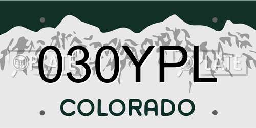 030YPL Colorado License Plate
