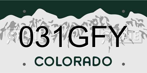 031GFY Colorado License Plate