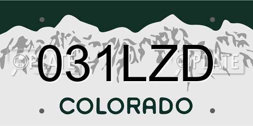 031LZD Colorado License Plate
