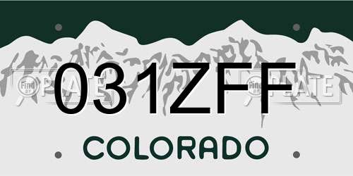031ZFF Colorado License Plate