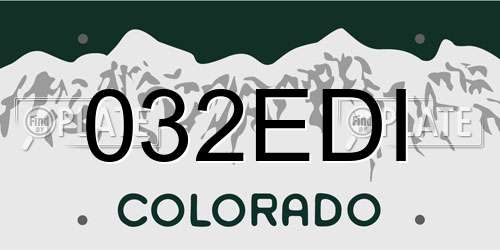 032EDI Colorado License Plate