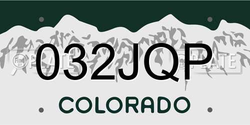032JQP Colorado License Plate