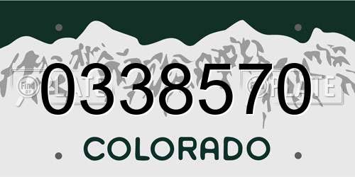 0338570 Colorado License Plate