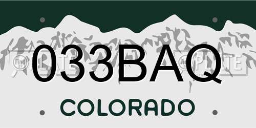 033BAQ Colorado License Plate