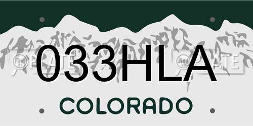 033HLA Colorado License Plate