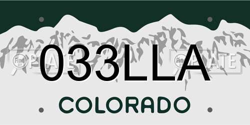 033LLA Colorado License Plate