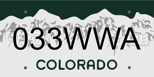 033WWA Colorado License Plate