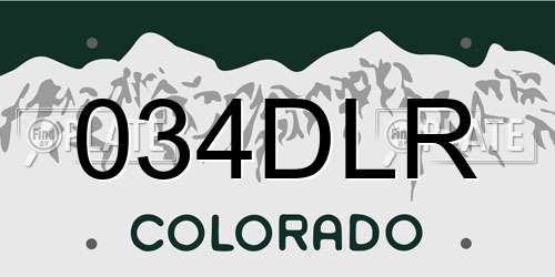 034DLR Colorado License Plate