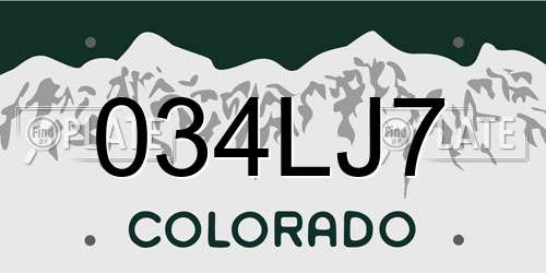 034LJ7 Colorado License Plate