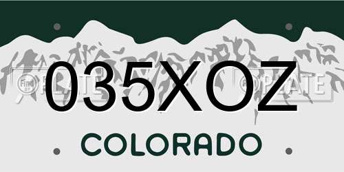 035XOZ Colorado License Plate