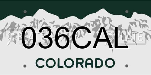 036CAL Colorado License Plate