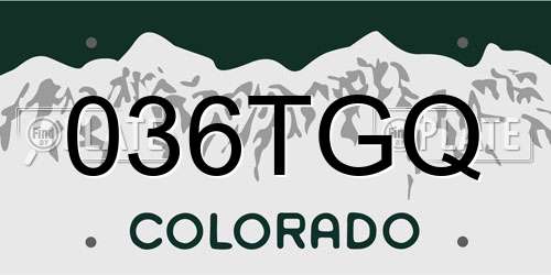 036TGQ Colorado License Plate