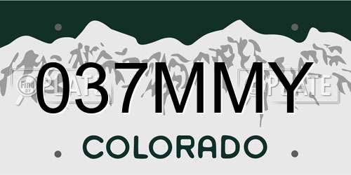 037MMY Colorado License Plate
