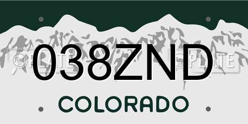 038ZND Colorado License Plate