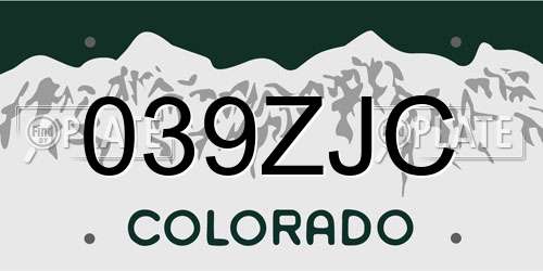 039ZJC Colorado License Plate