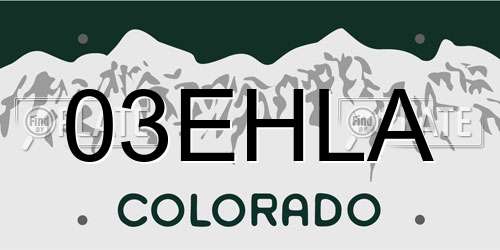03EHLA Colorado License Plate