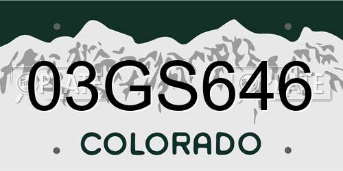 03GS646 Colorado License Plate