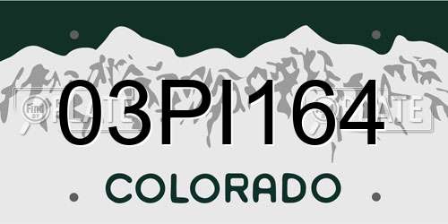 03PI164 Colorado License Plate