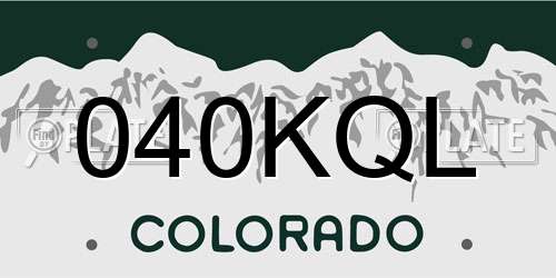 040KQL Colorado License Plate