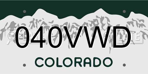 040VWD Colorado License Plate