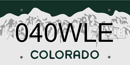 040WLE Colorado License Plate