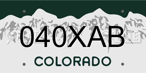 040XAB Colorado License Plate