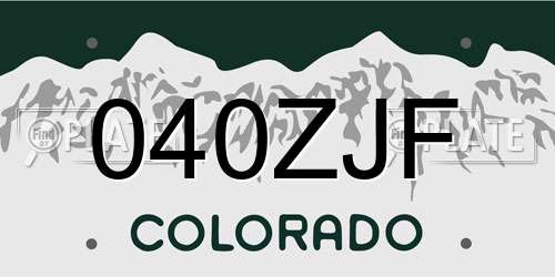 040ZJF Colorado License Plate