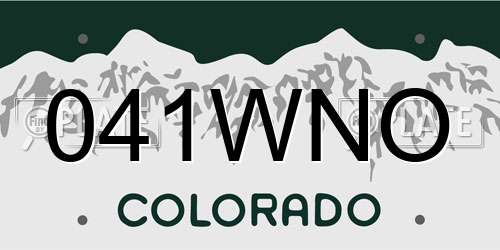 041WNO Colorado License Plate