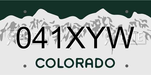 041XYW Colorado License Plate