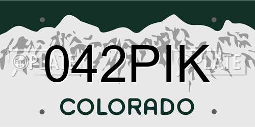 042PIK Colorado License Plate