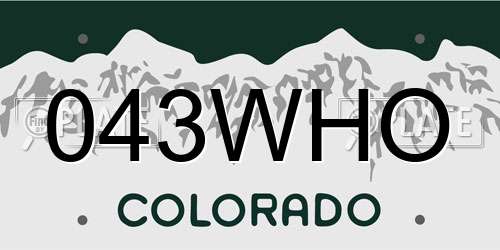043WHO Colorado License Plate