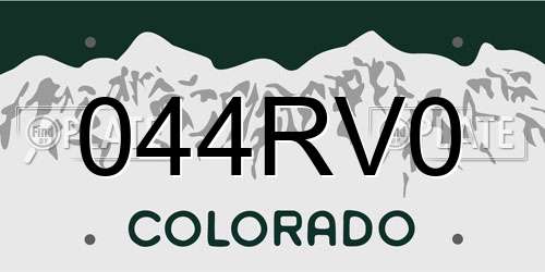 044RV0 Colorado License Plate