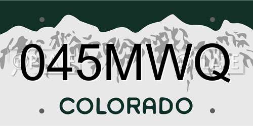 045MWQ Colorado License Plate