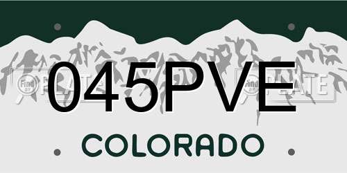 045PVE Colorado License Plate