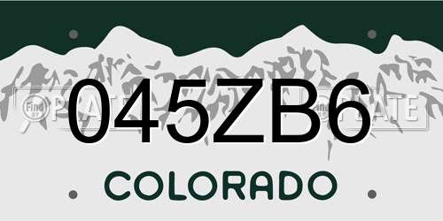 045ZB6 Colorado License Plate