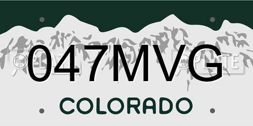 047MVG Colorado License Plate