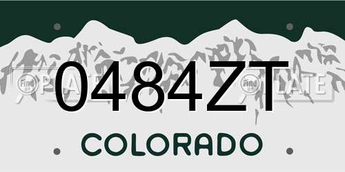 0484ZT Colorado License Plate