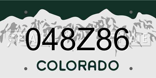 048Z86 Colorado License Plate